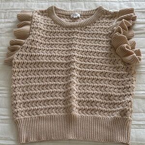 Le Lis Women's Ruffled Sleeve Sweater - Beige